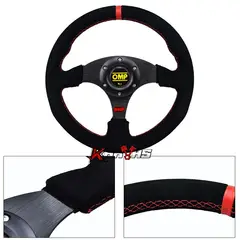 GENERICO - Volante Deportivo OMP NEGRO Gamuza Plano Auto Karvas