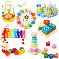 Pack 7 Juguetes Didácticos De Madera Niños Estimulación