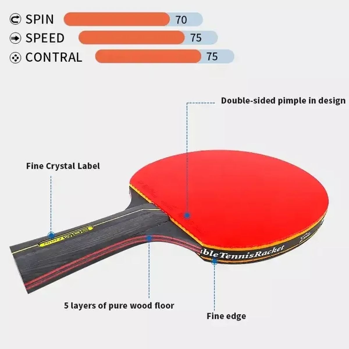 KUANGYE - Paleta De Ping Pong 6 Estrellas Pro Mango Tradicional