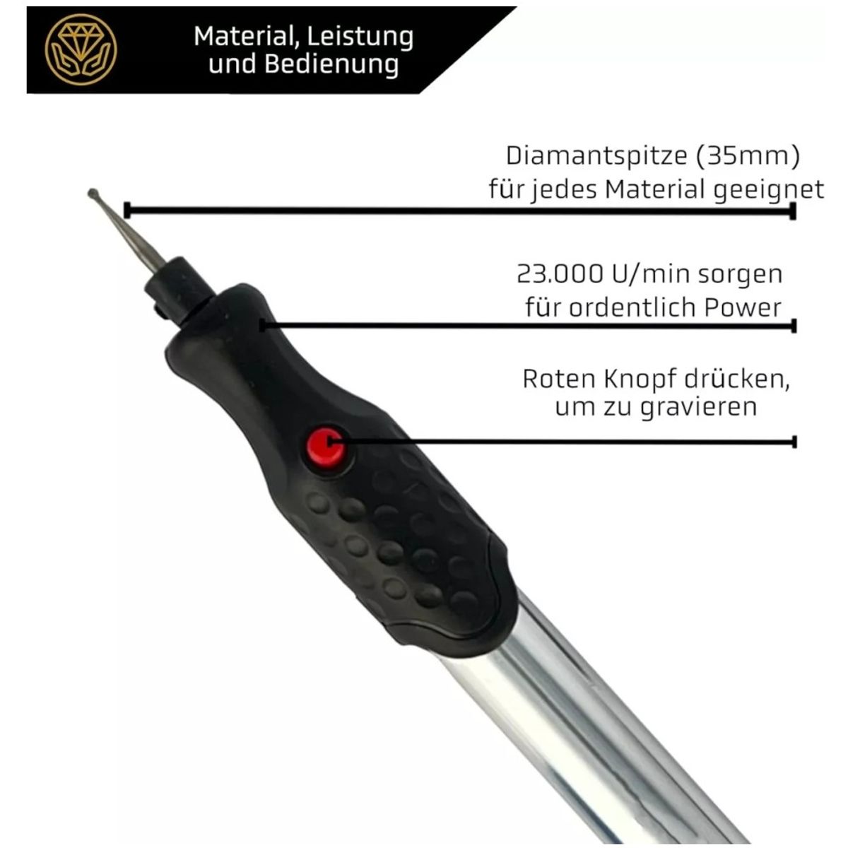 KUANGYE - Lapiz Grabador Tallador Metal Plástico Vidrio Madera Cuero