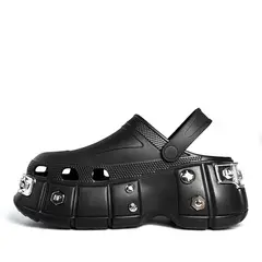 JMAX - Zapatilla casual Unisex Sandalia Plataforma Negro Zueco 312