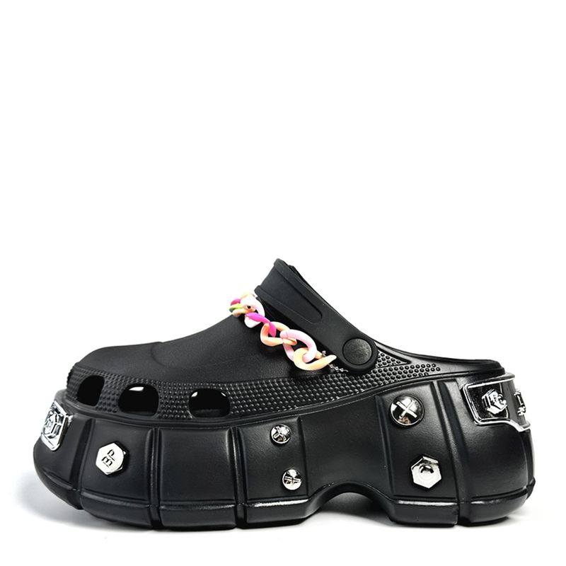 JMAX - JMAX Zapatilla casual Unisex Sandalia Plataforma Negro Zueco 312-k29