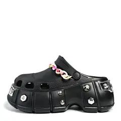 JMAX - Zapatilla casual Unisex Sandalia Plataforma Negro Zueco 312-k29