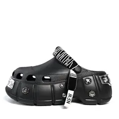 JMAX - Zapatilla casual Unisex Sandalia Plataforma Negro Zueco 312-k30