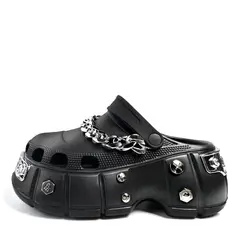 JMAX - Zapatilla casual Unisex Sandalia Plataforma Negro Zueco 312-k31