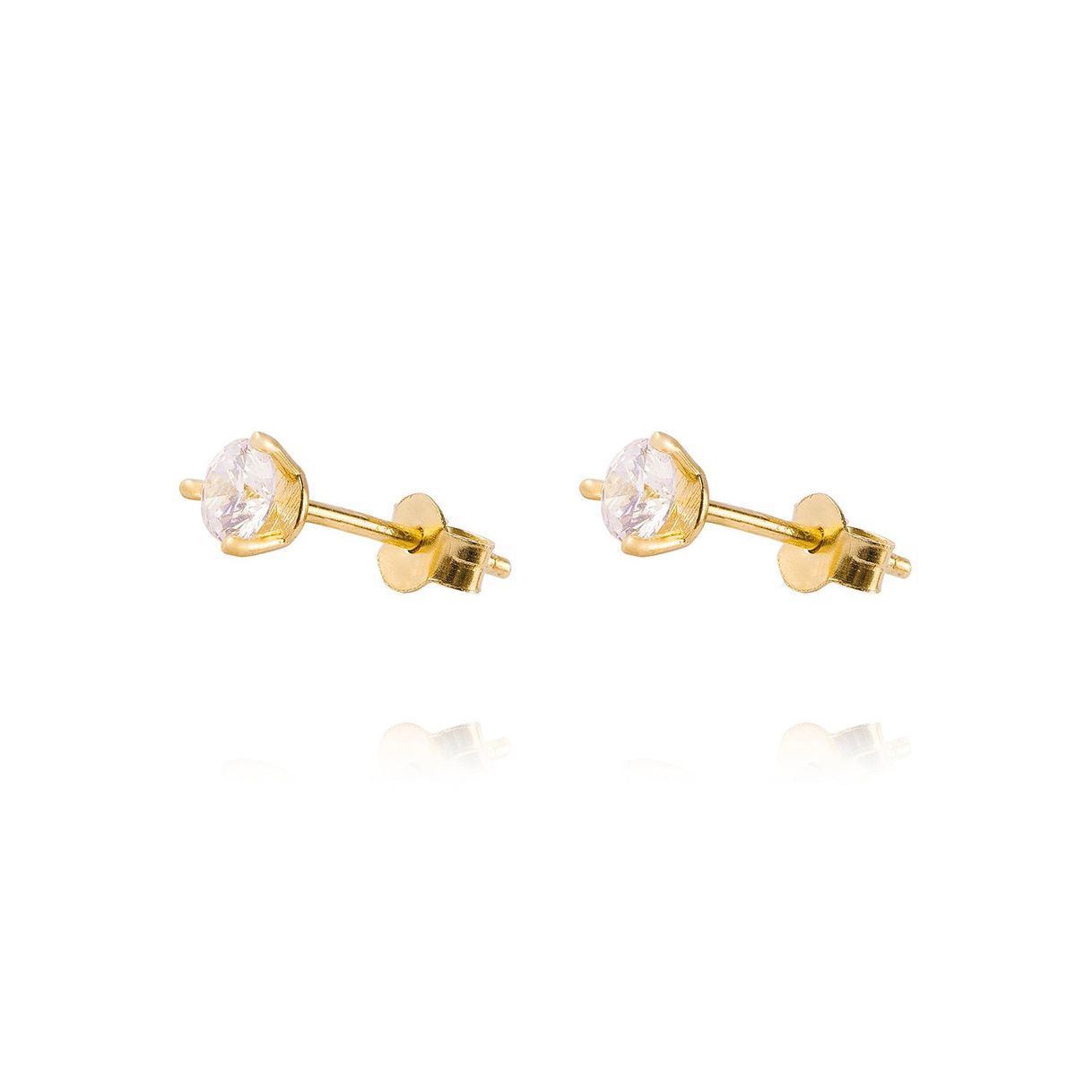 JB JOYAS BARON - Aros de Oro 18kt Circon 4mm Tres Grifas