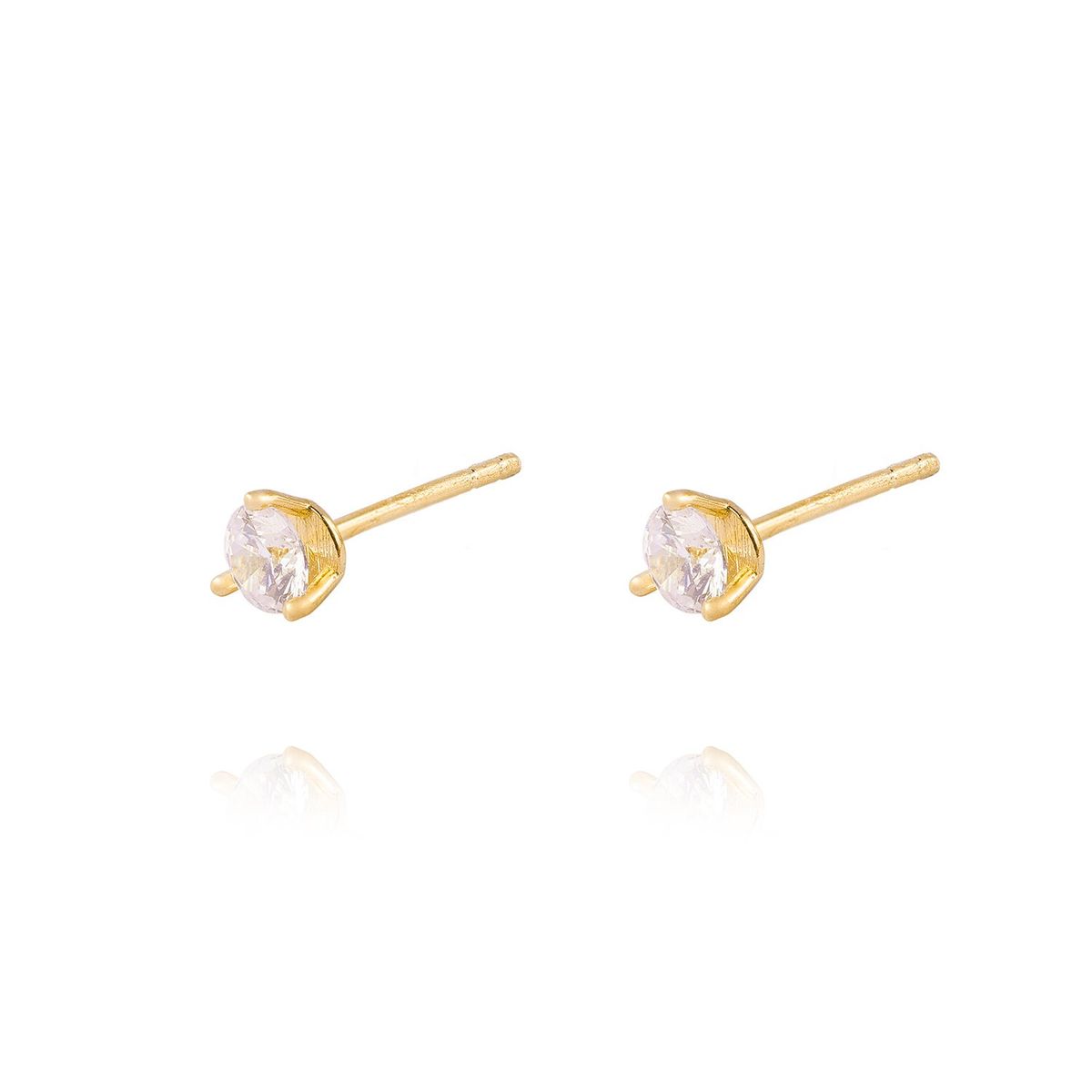 JB JOYAS BARON - Aros de Oro 18kt Circon 4mm Tres Grifas