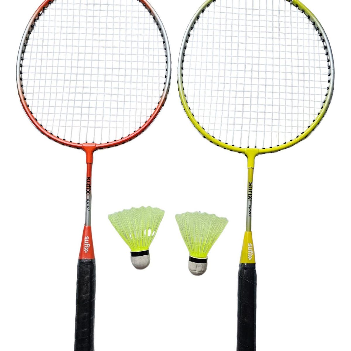 SUFIX - Set Bádminton 2 Raquetas + 2 Plumillas + Funda Sufix® Junior