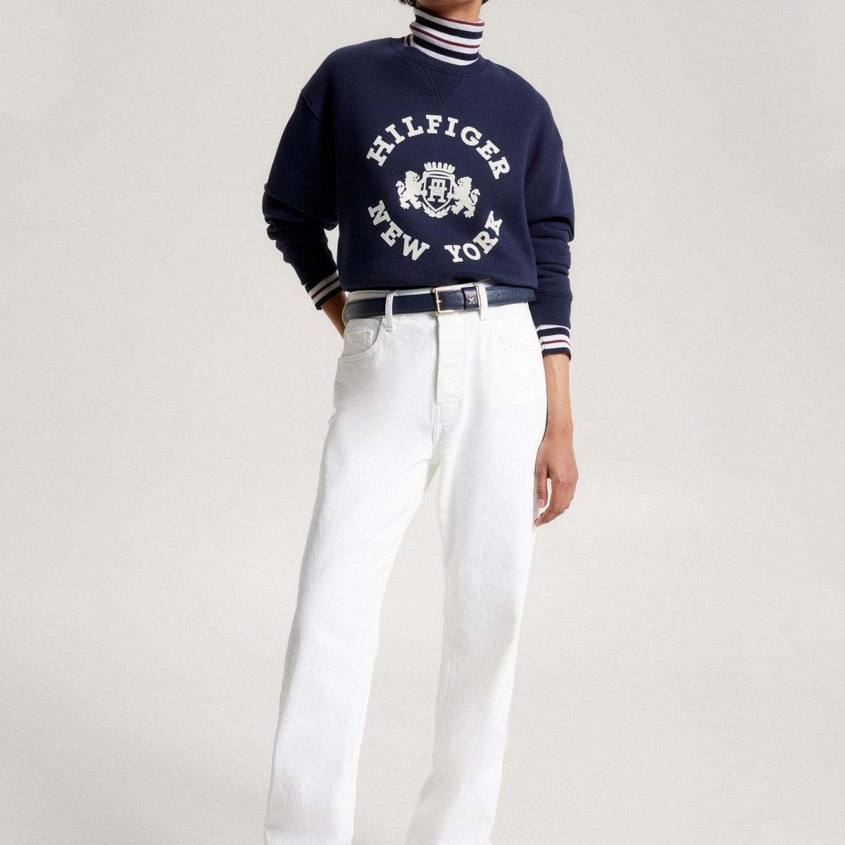 TOMMY HILFIGER - Polerón Varsity Logo Aterciopelado Azul Tommy Hilfiger