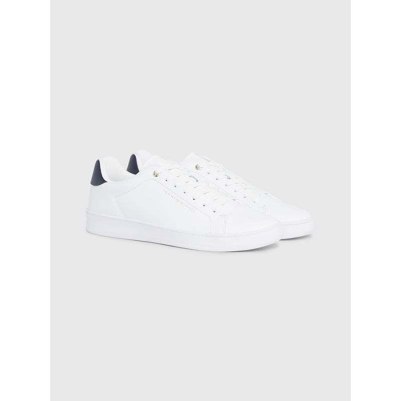 TOMMY HILFIGER - Zapatillas Cuero Talón A Contras. Blanco Tommy Hilfiger