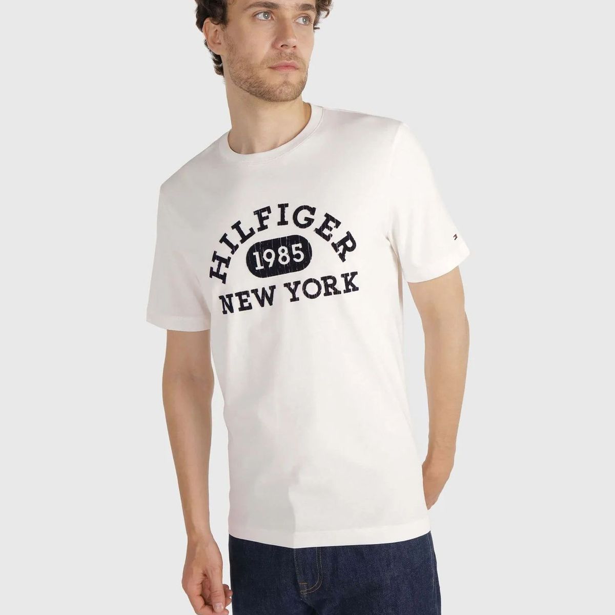 TOMMY HILFIGER - Polera Con Logo Monotipo Blanco Tommy Hilfiger