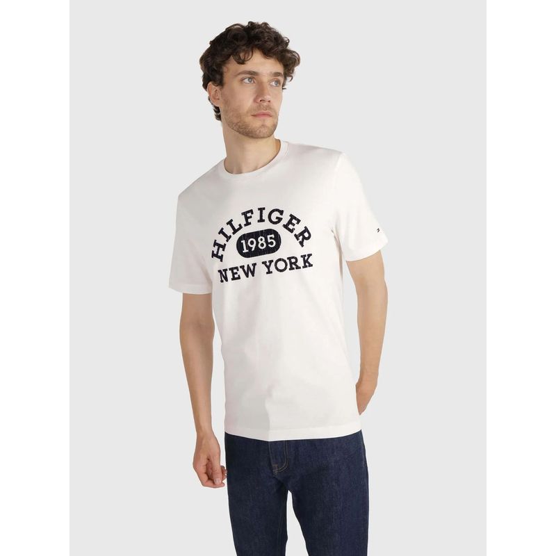 TOMMY HILFIGER - Polera Con Logo Monotipo Blanco Tommy Hilfiger