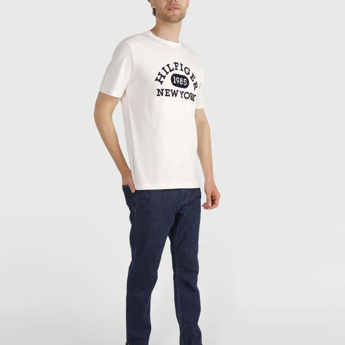 TOMMY HILFIGER - Polera Con Logo Monotipo Blanco Tommy Hilfiger