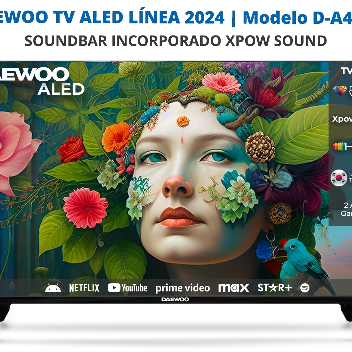 DAEWOO - LED 43 DAEWOO CON SOUNDBAR INCORPORADO D-A4300 HD SMART TV ANDROID