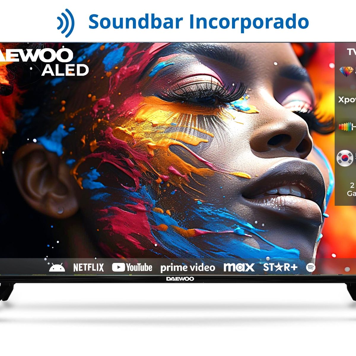 DAEWOO - LED 32 DAEWOO CON SOUNDBAR INCORPORADO D-A3200 HD SMART TV ANDROID