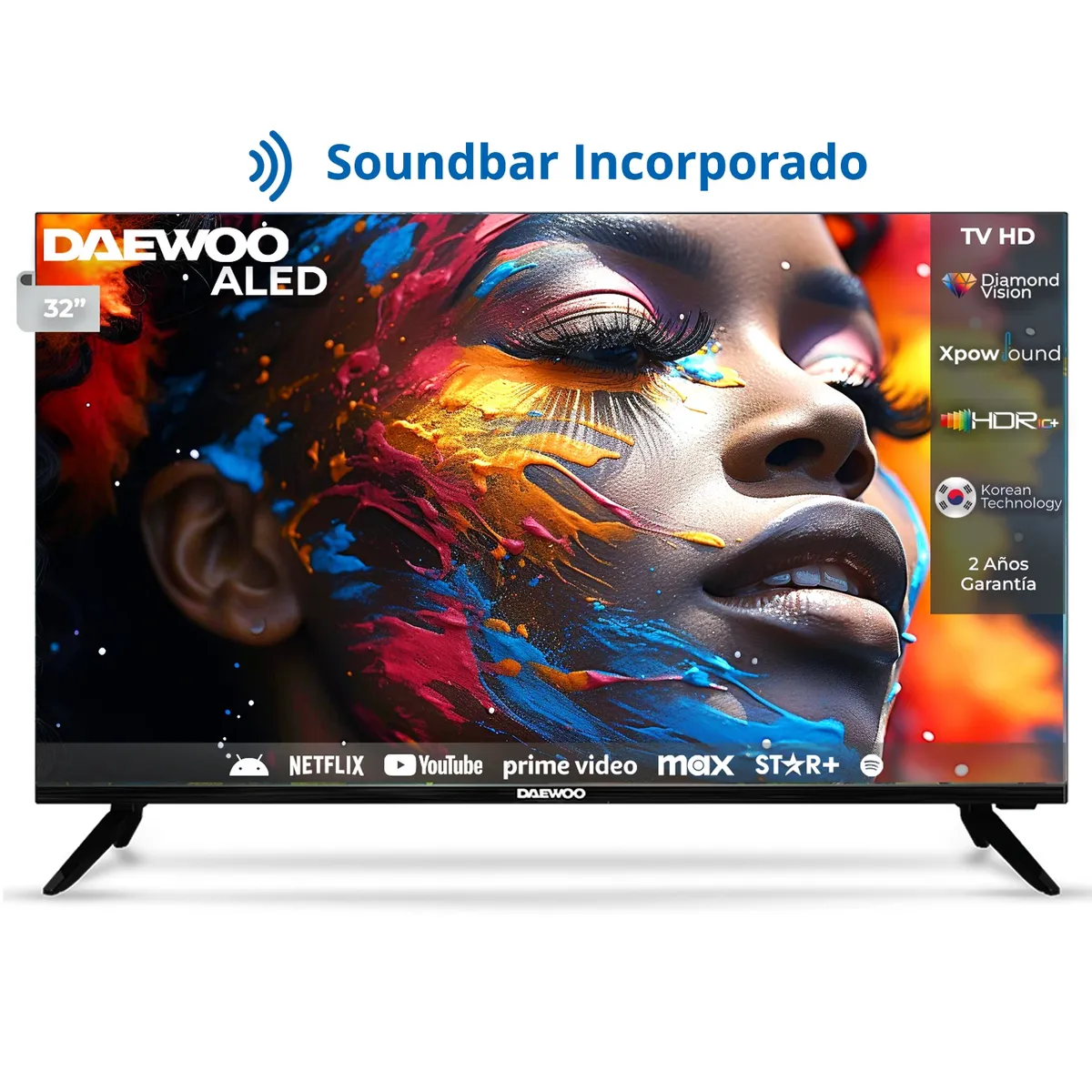 DAEWOO - LED 32 DAEWOO CON SOUNDBAR INCORPORADO D-A3200 HD SMART TV ANDROID