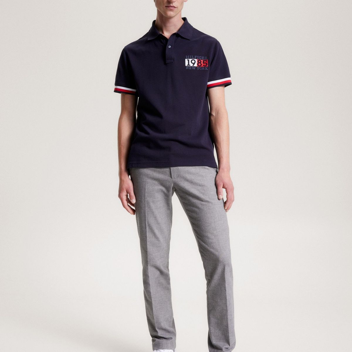 TOMMY HILFIGER - Polo Ribeteado Corte Slim Con Logo Azul Tommy Hilfiger