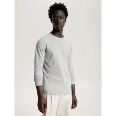TOMMY HILFIGER - Polera Básica Slim Organic Cotton Gris