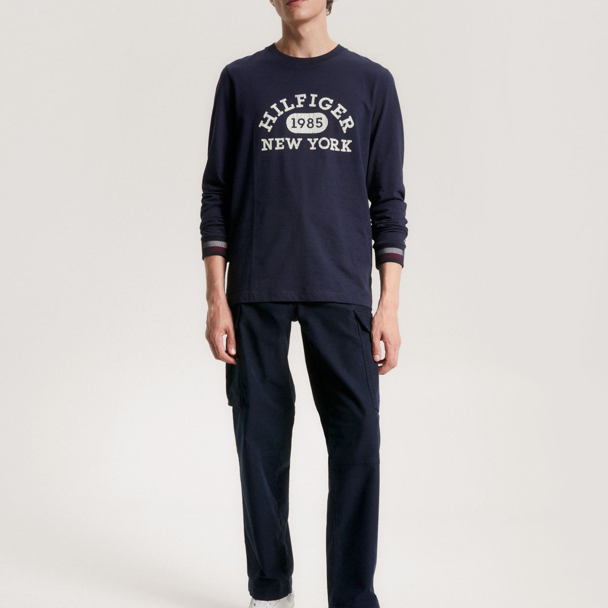 TOMMY HILFIGER - Polera Monotype Collegiate Azul Tommy Hilfiger