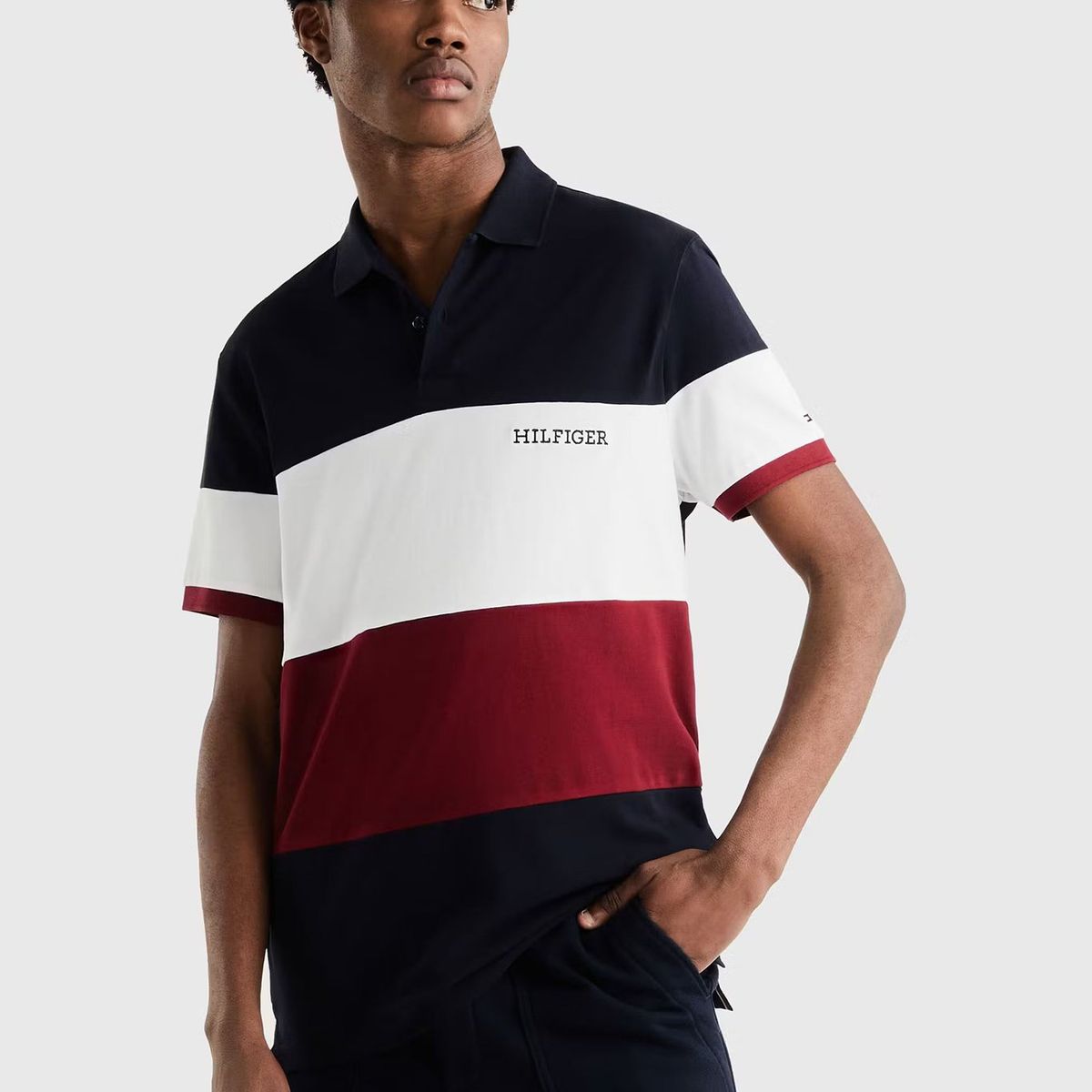TOMMY HILFIGER - Polo Colorblock Con Logo Azul Tommy Hilfiger