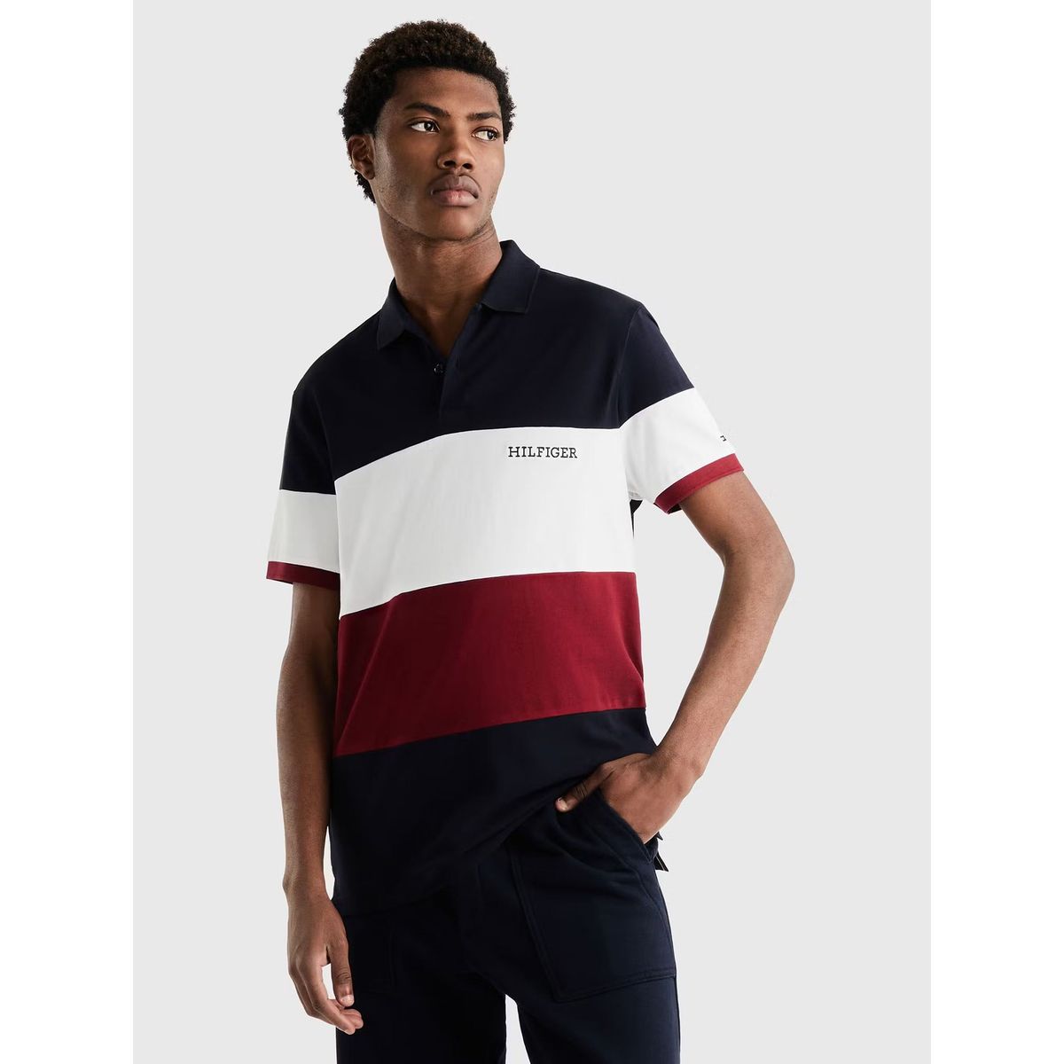 TOMMY HILFIGER - Polo Colorblock Con Logo Azul Tommy Hilfiger