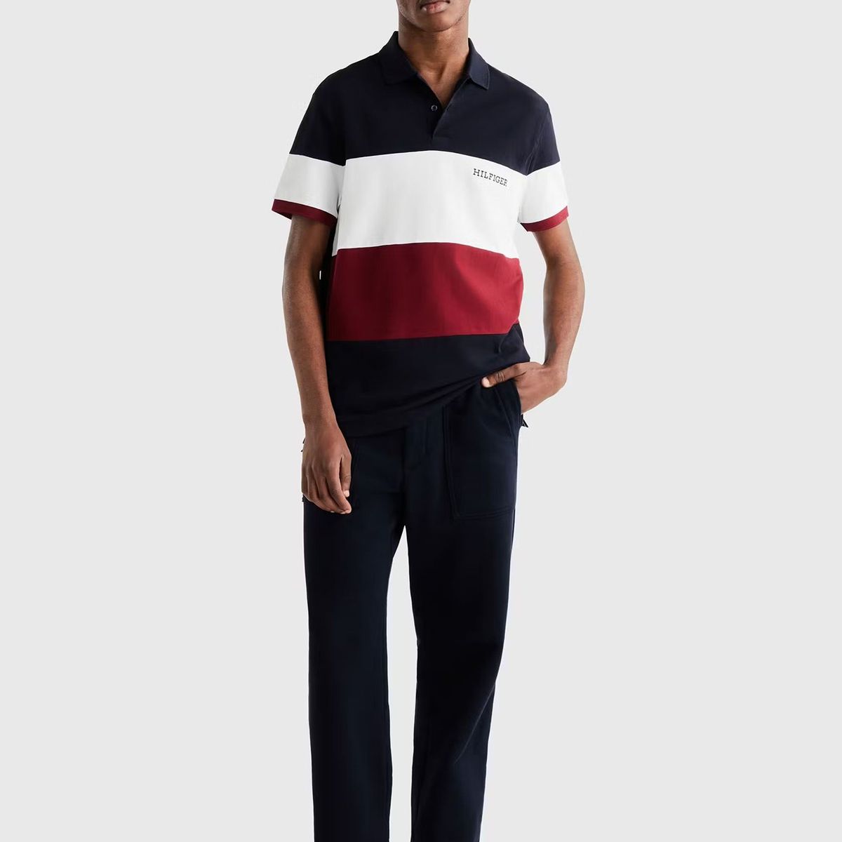 TOMMY HILFIGER - Polo Colorblock Con Logo Azul Tommy Hilfiger