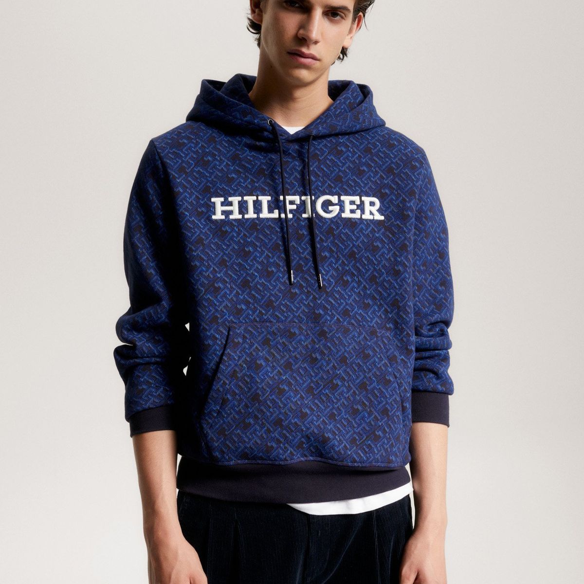 TOMMY HILFIGER - Polerón Hoodie Con Monogramas Azul Tommy Hilfiger