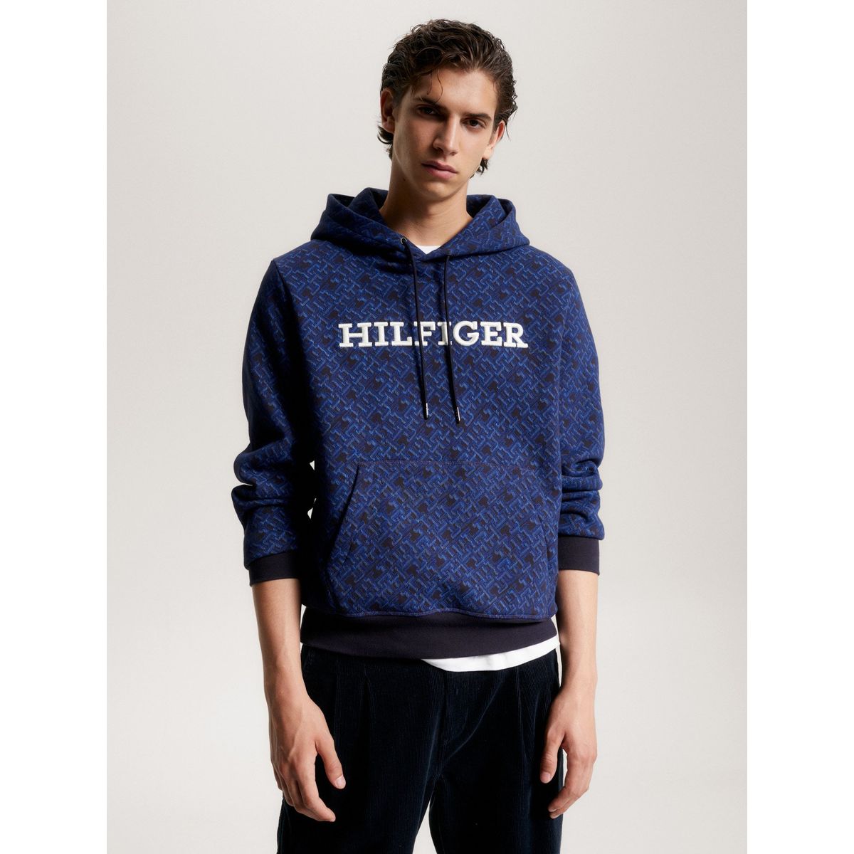 TOMMY HILFIGER - Polerón Hoodie Con Monogramas Azul Tommy Hilfiger