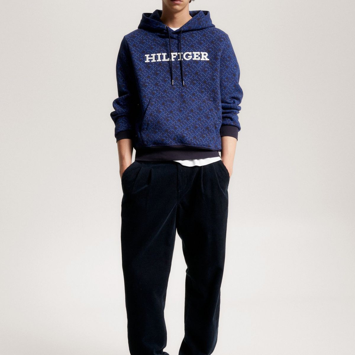 TOMMY HILFIGER - Polerón Hoodie Con Monogramas Azul Tommy Hilfiger