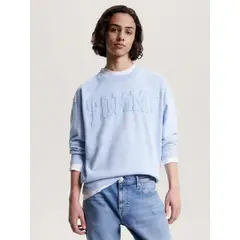 TOMMY HILFIGER - Polerón Relaxed Varsity Logo Celeste Tommy Jeans