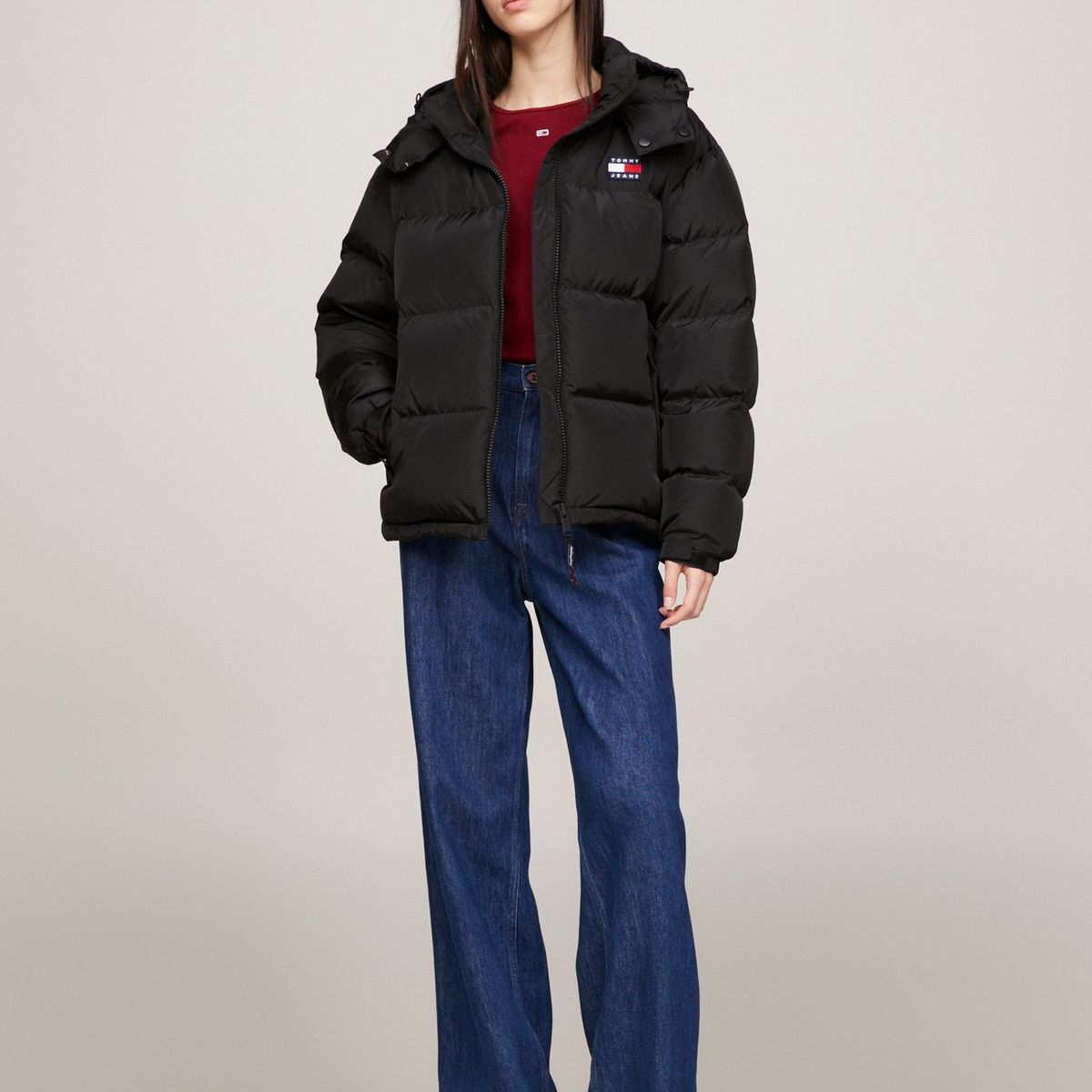 TOMMY HILFIGER - Parka Alaska Acolchada Con Gorro Negro Tommy Jeans