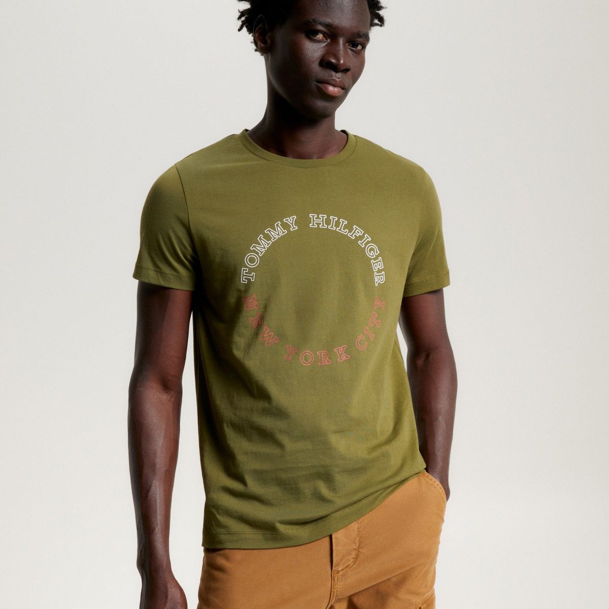 TOMMY HILFIGER - Polera Slim Fit Logo Monotype Verde Tommy Hilfiger