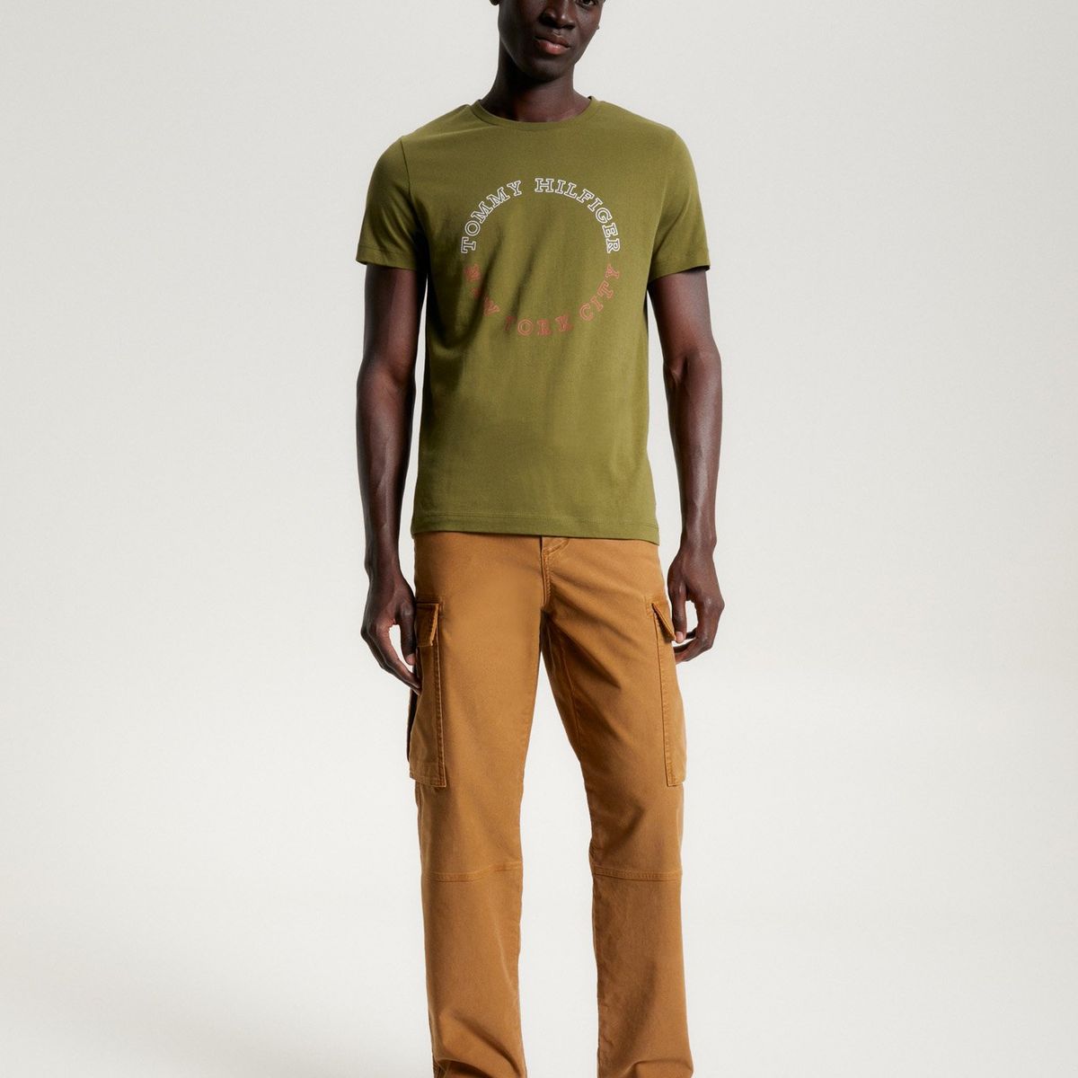 TOMMY HILFIGER - Polera Slim Fit Logo Monotype Verde Tommy Hilfiger