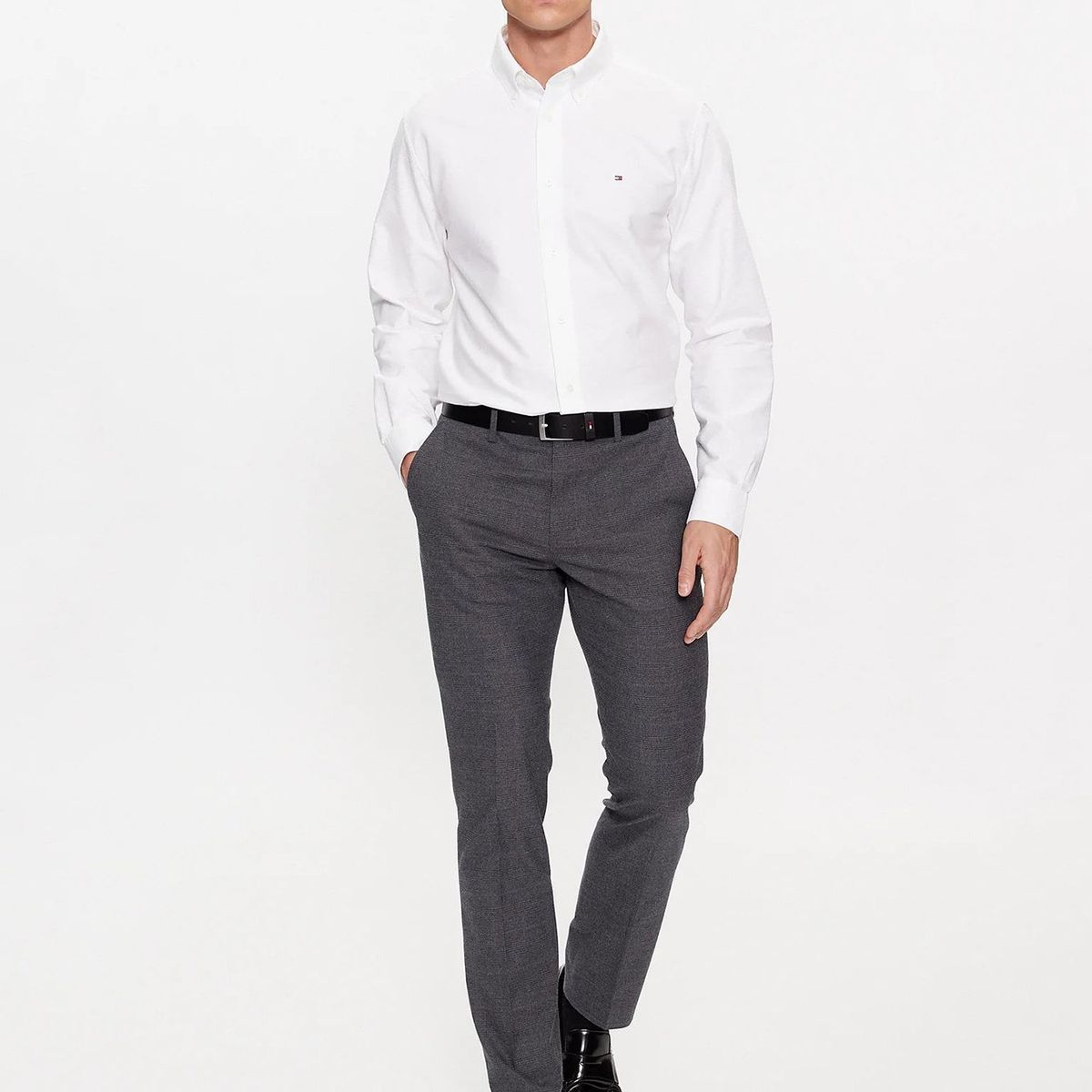 TOMMY HILFIGER - Camisa Dobby Con Corte Regular Blanco Tommy Hilfiger