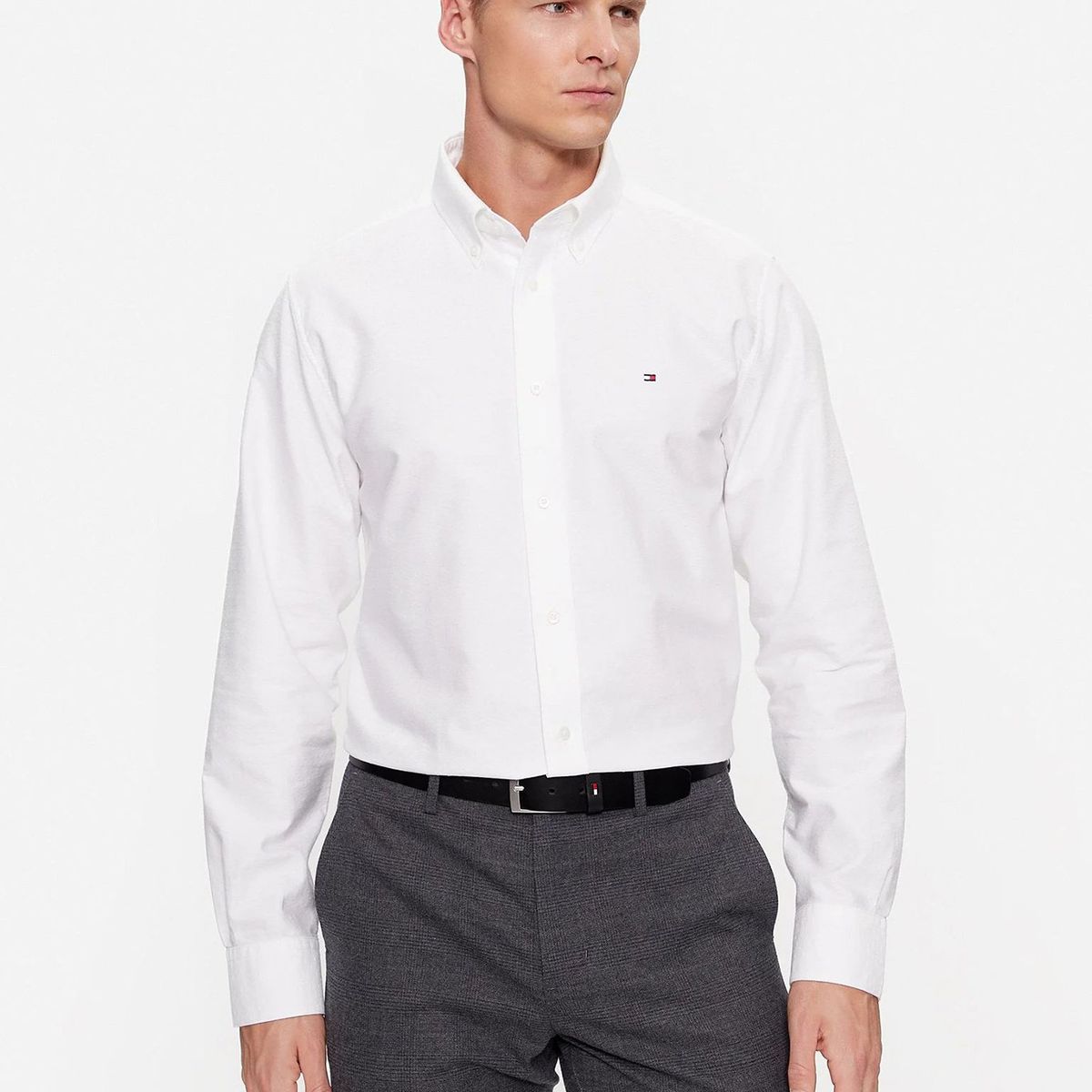 TOMMY HILFIGER - Camisa Dobby Con Corte Regular Blanco Tommy Hilfiger