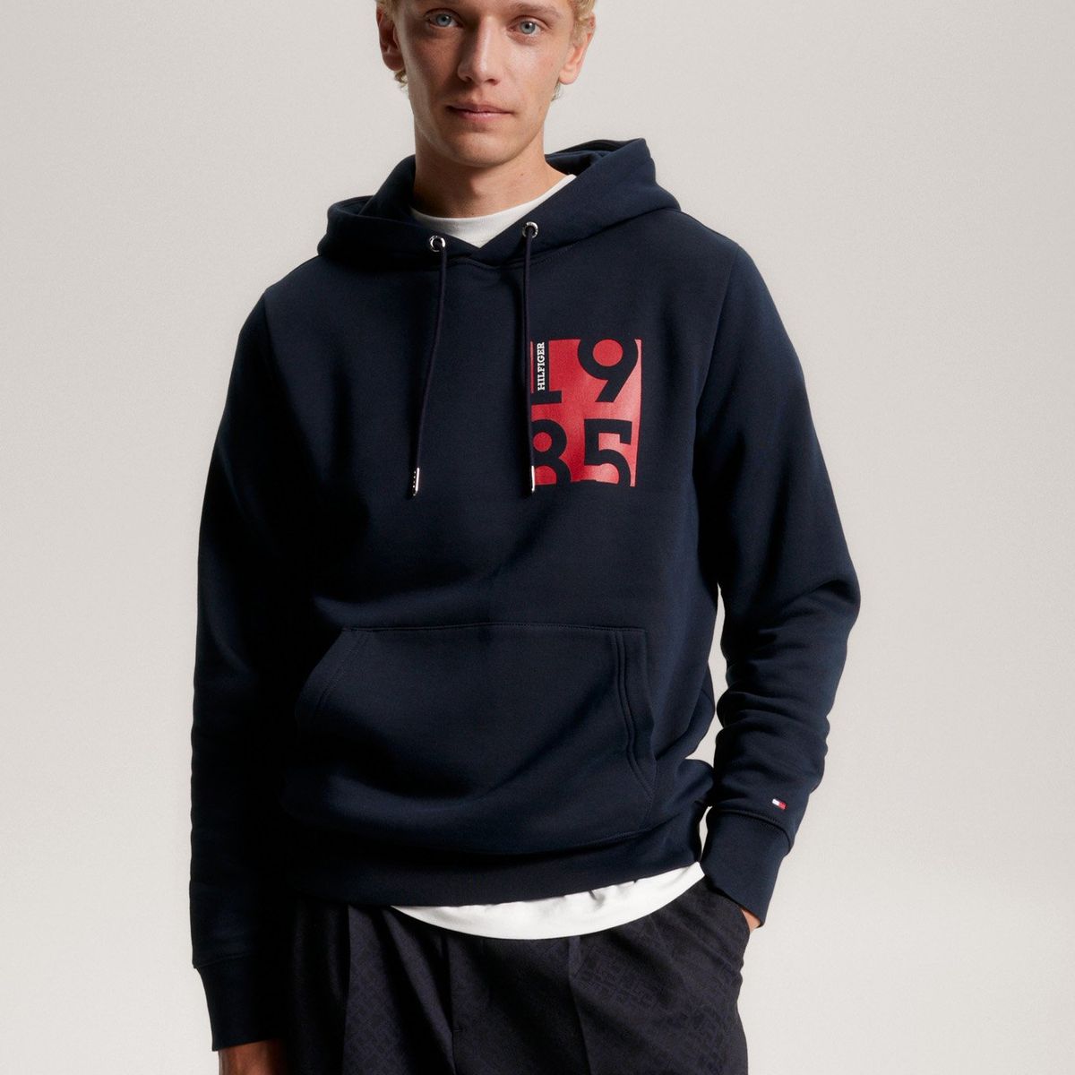 TOMMY HILFIGER - Polerón Hoodie Logo Estampado Azul Tommy Hilfiger