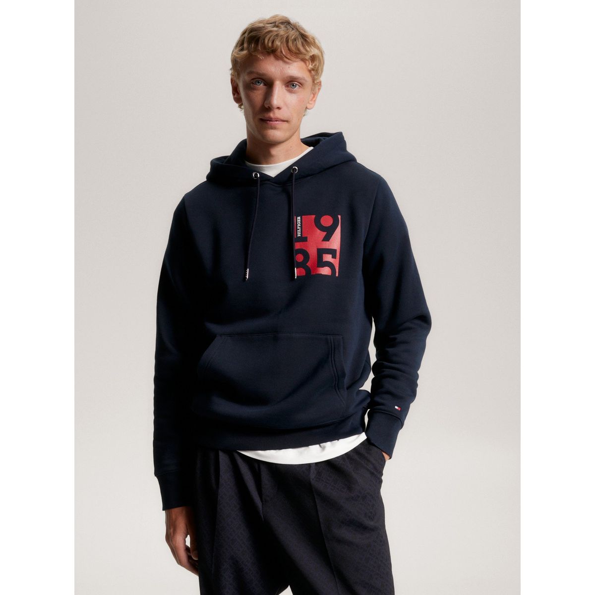 TOMMY HILFIGER - Polerón Hoodie Logo Estampado Azul Tommy Hilfiger