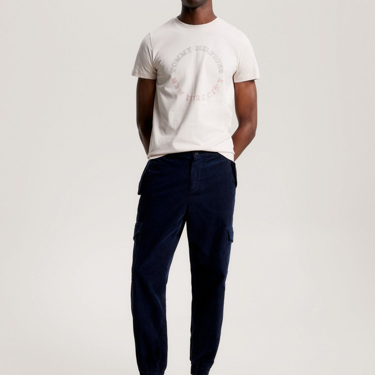 TOMMY HILFIGER - Polera Slim Fit Logo Monotype Beige Tommy Hilfiger