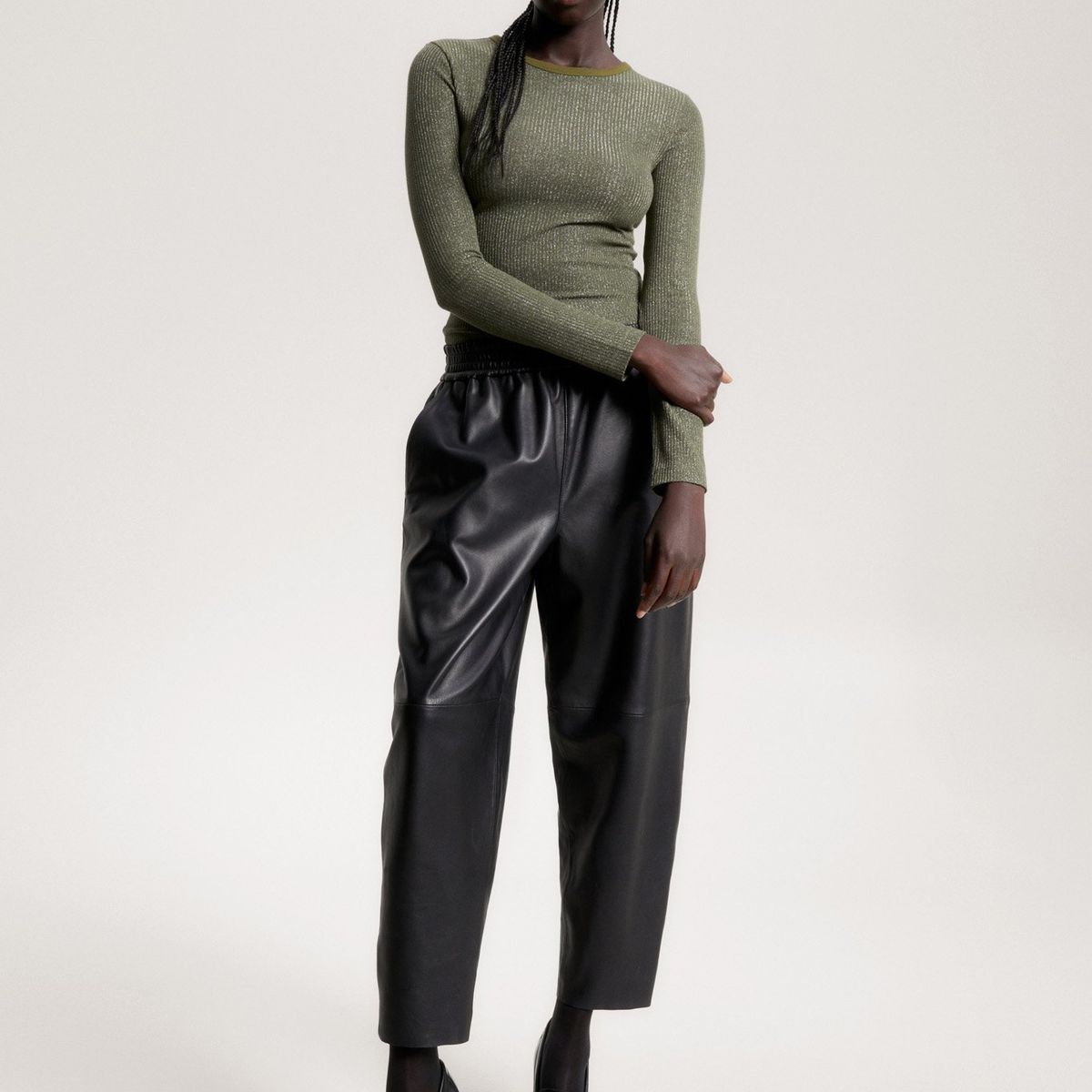 TOMMY HILFIGER - Polera Metalizada Slim Fit Verde Tommy Hilfiger