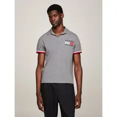 TOMMY HILFIGER - Polo Ribeteado Corte Slim Con Logo Gris