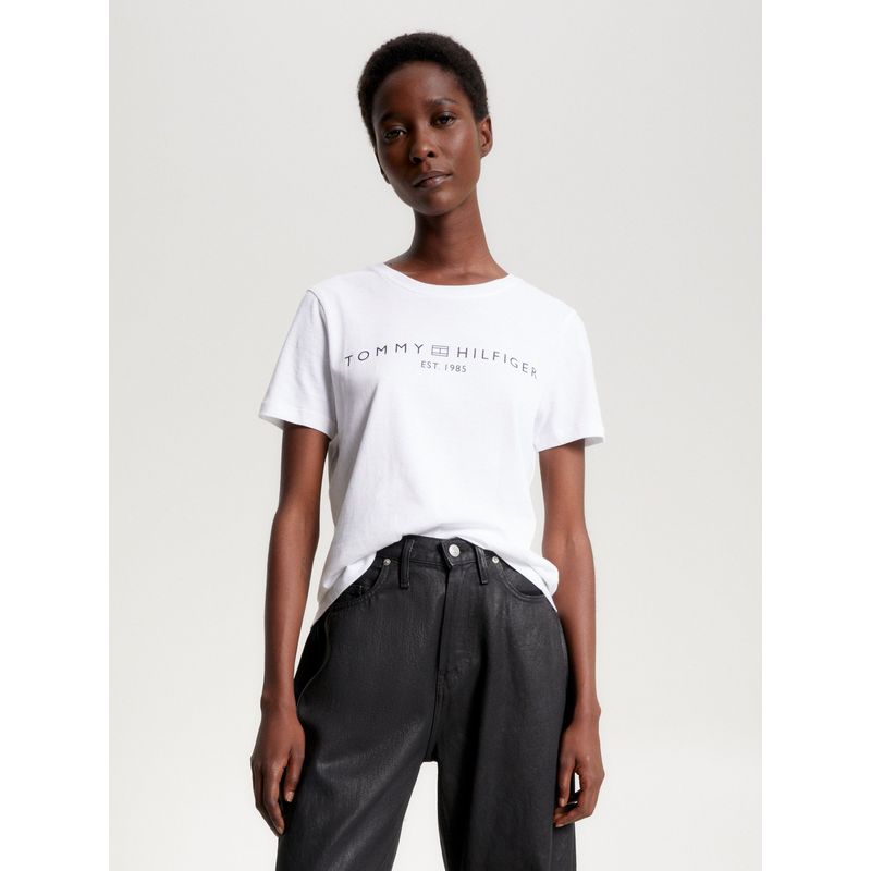 TOMMY HILFIGER - Polera Signature Con Logo Blanco Tommy Hilfiger