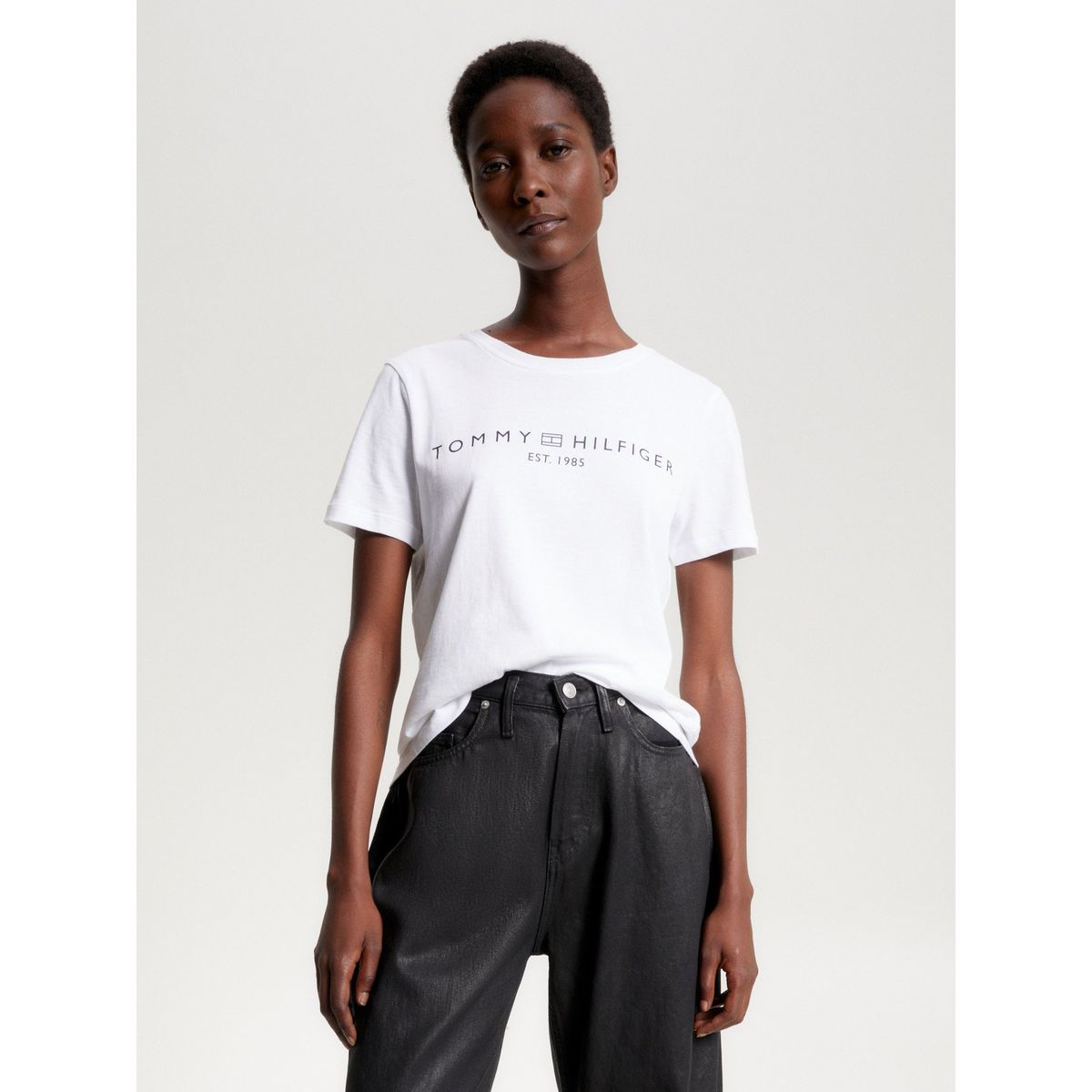 TOMMY HILFIGER - Polera Signature Con Logo Blanco Tommy Hilfiger