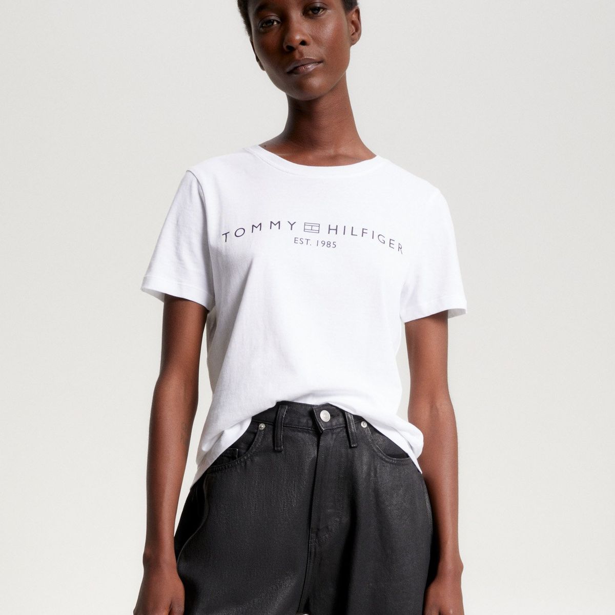 TOMMY HILFIGER - Polera Signature Con Logo Blanco Tommy Hilfiger