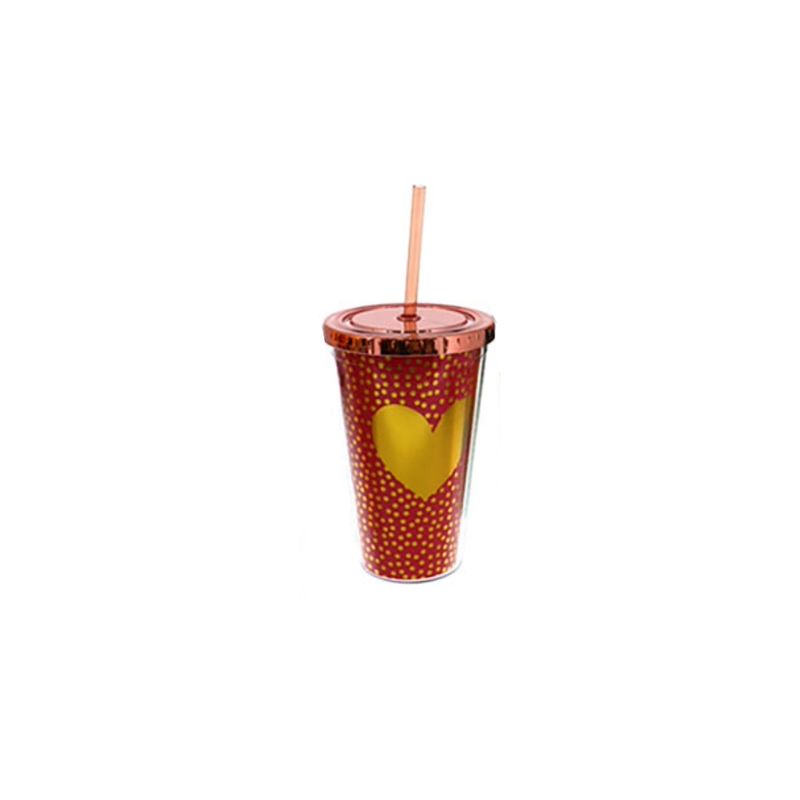 GENERICO - Vaso con Bombilla Rojo 450 ML
