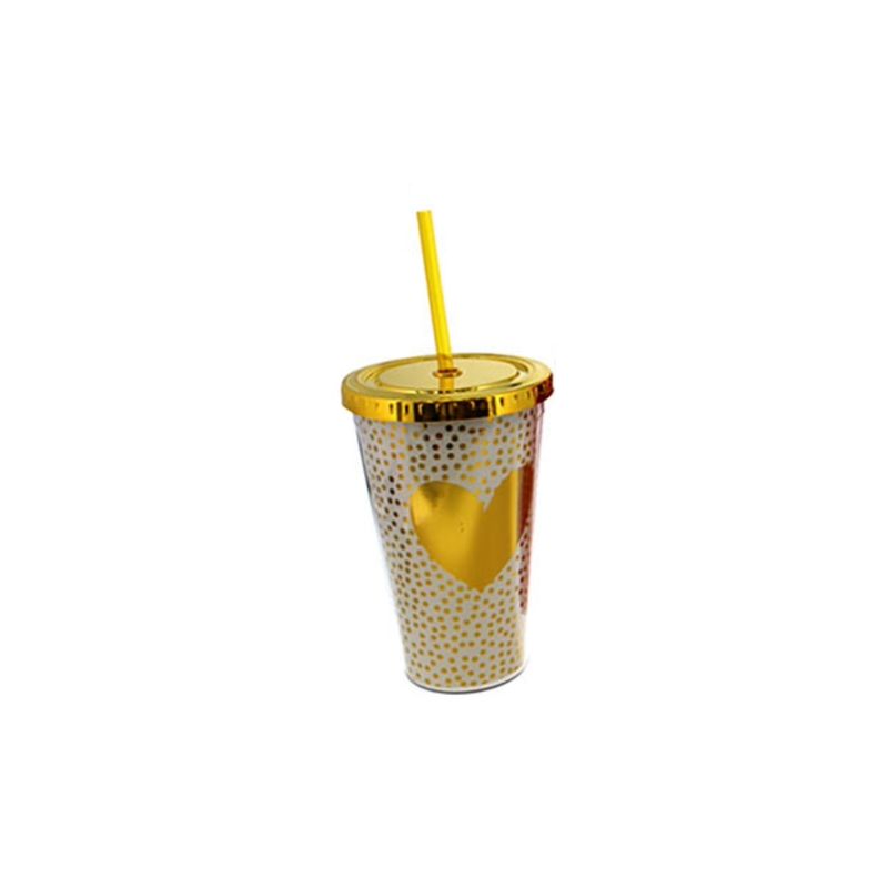 GENERICO - Vaso con Bombilla Amarillo 450 ML