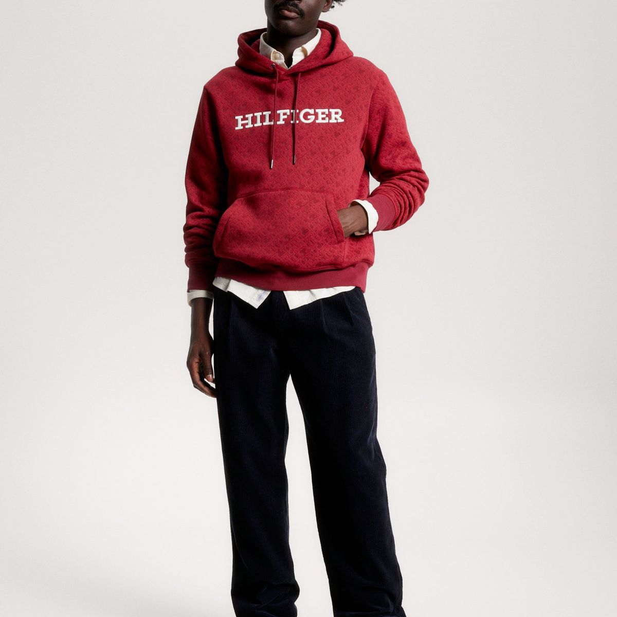 TOMMY HILFIGER - Polerón Hoodie Con Monogramas Rojo Tommy Hilfiger