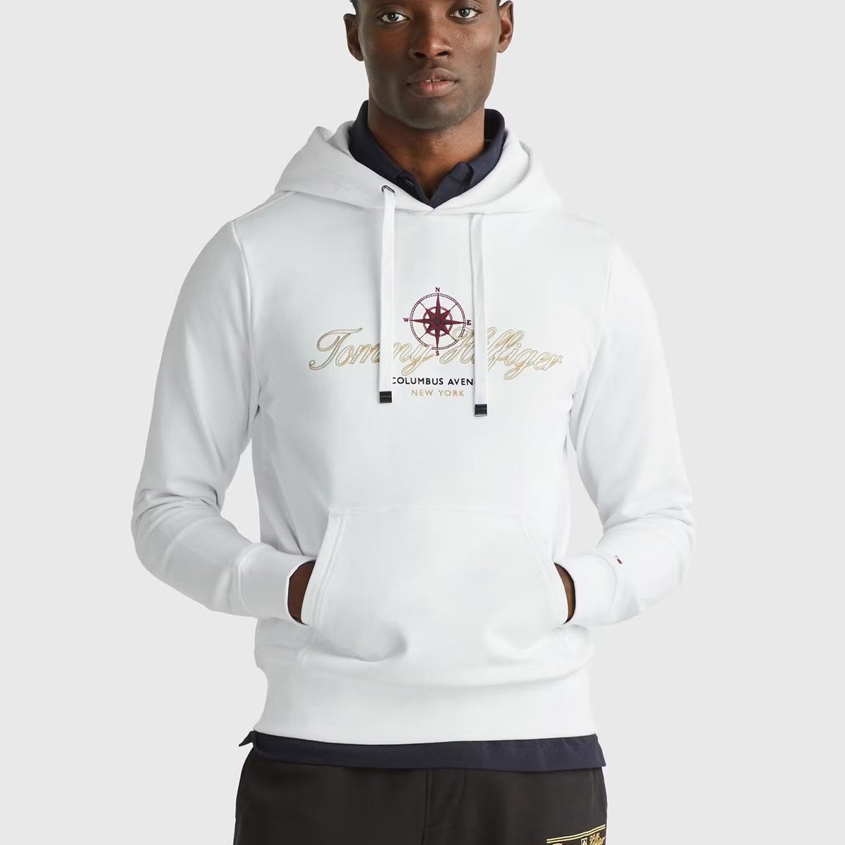 TOMMY HILFIGER - Polerón Hoodie Logo Columbus Blanco Tommy Hilfiger