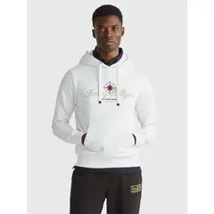 TOMMY HILFIGER - Polerón Hoodie Logo Columbus Blanco