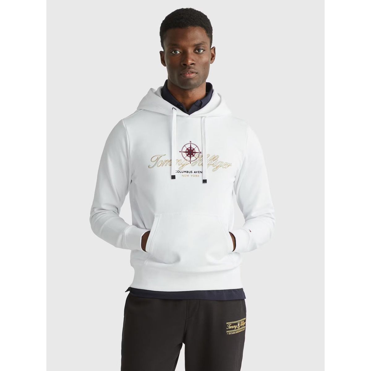 TOMMY HILFIGER - Polerón Hoodie Logo Columbus Blanco Tommy Hilfiger