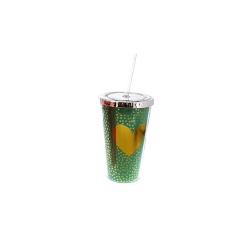 GENERICO - Vaso con Bombilla Verde 450 ML